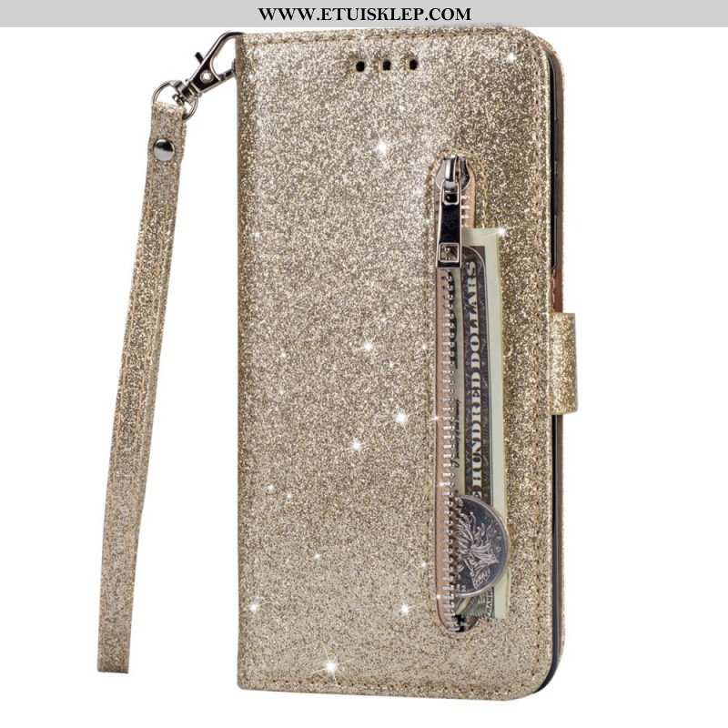 Etui Folio do Samsung Galaxy S22 5G Błyszcząca Torebka Na Monety